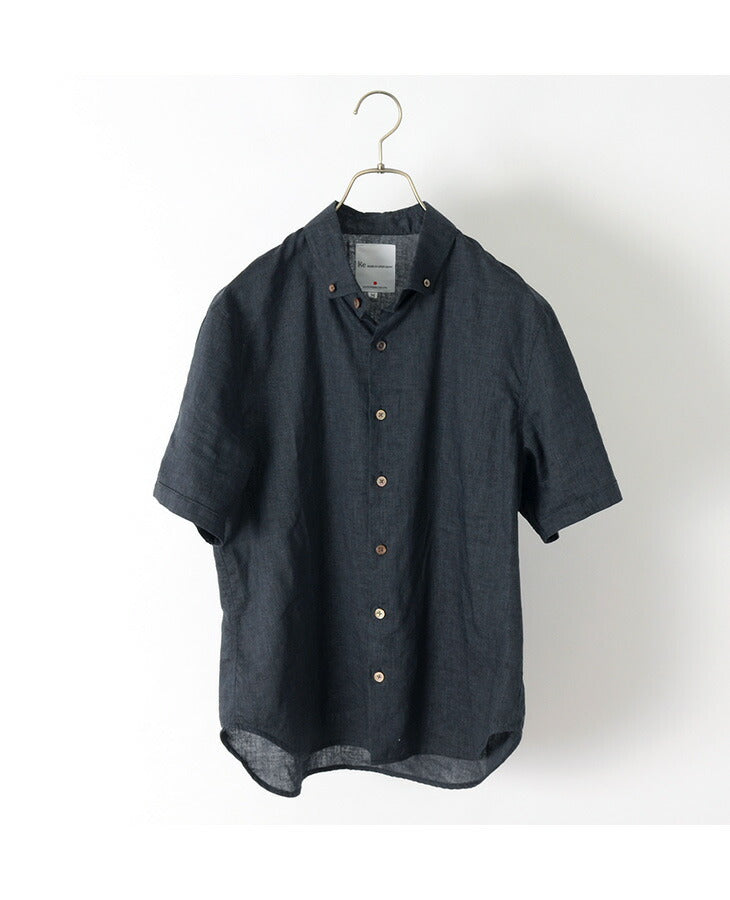 RE MADE IN TOKYO JAPAN / Linen Canvas Button Down Shirt / Short Sleeve