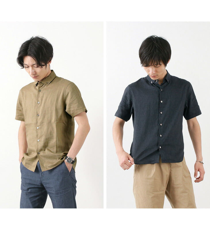 RE MADE IN TOKYO JAPAN / Linen Canvas Button Down Shirt / Short Sleeve