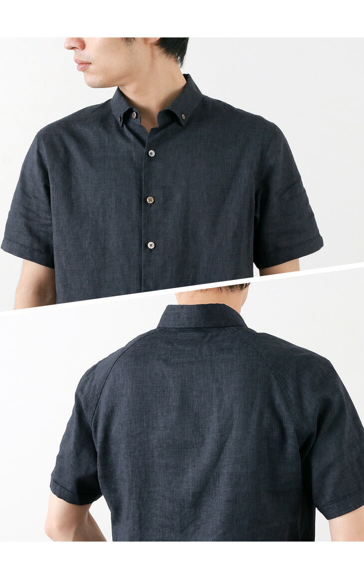 RE MADE IN TOKYO JAPAN / Linen Canvas Button Down Shirt / Short Sleeve