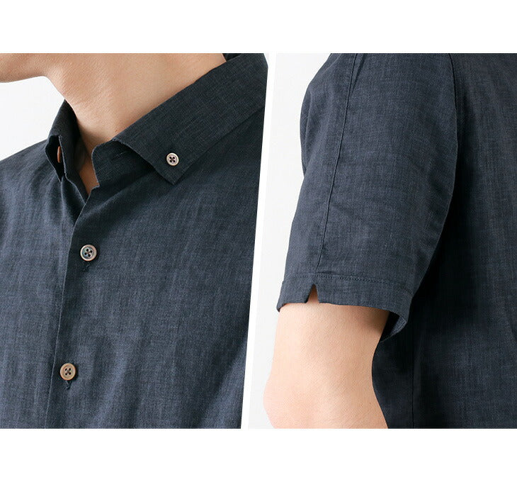 RE MADE IN TOKYO JAPAN / Linen Canvas Button Down Shirt / Short Sleeve