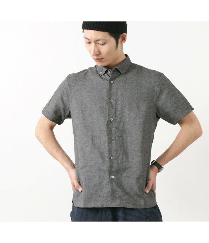 RE MADE IN TOKYO JAPAN / Linen Canvas Button Down Shirt / Short Sleeve