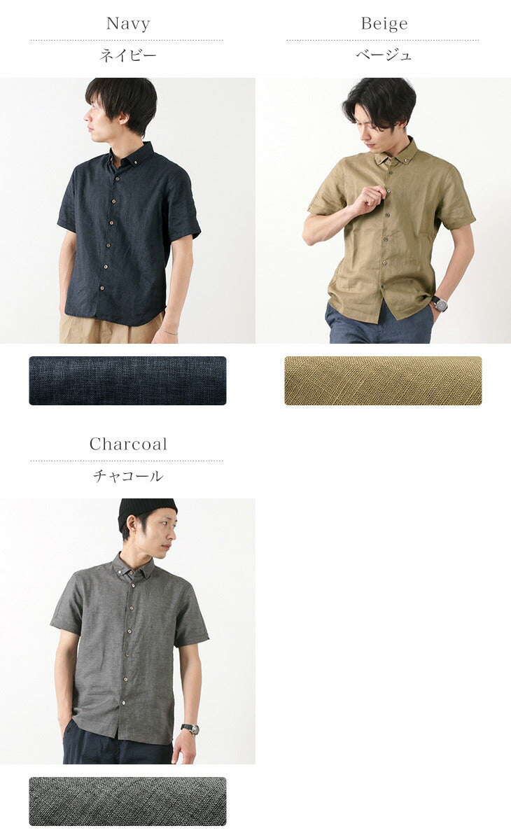 RE MADE IN TOKYO JAPAN / Linen Canvas Button Down Shirt / Short Sleeve