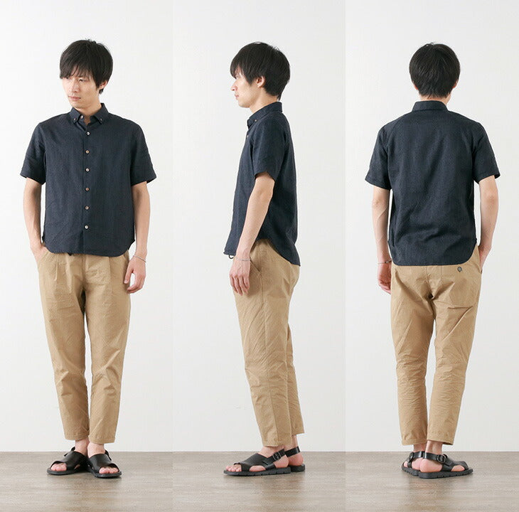 RE MADE IN TOKYO JAPAN / Linen Canvas Button Down Shirt / Short Sleeve