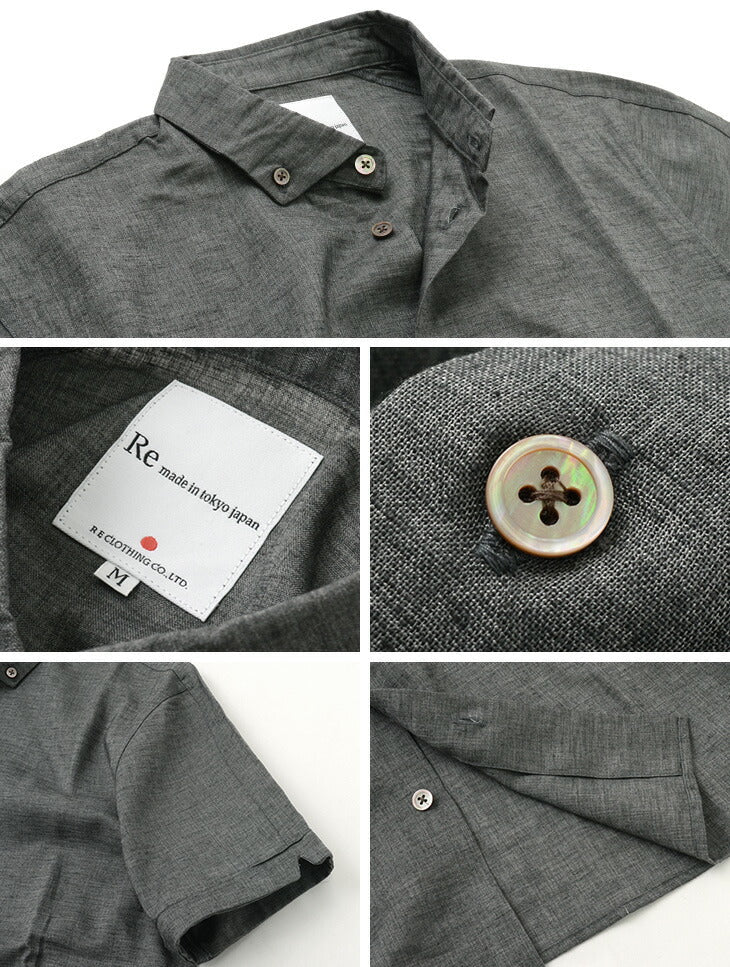 RE MADE IN TOKYO JAPAN / Linen Canvas Button Down Shirt / Short Sleeve