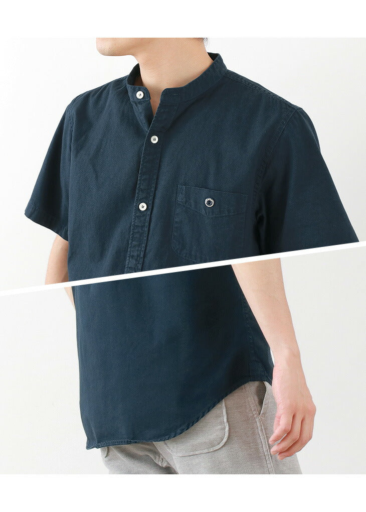 BARNS / BR-7750R Ox S/S Band Collar Shirt