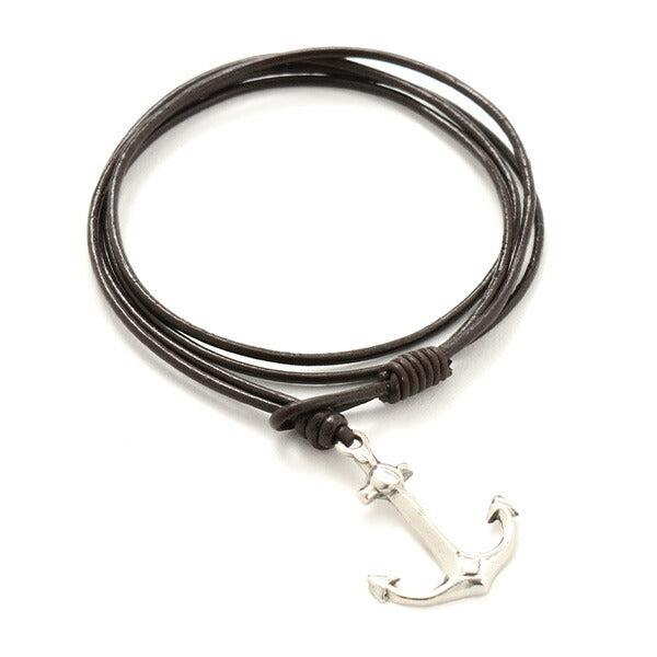 Phadua / Anchor Leather Wrap Pulsera / plata