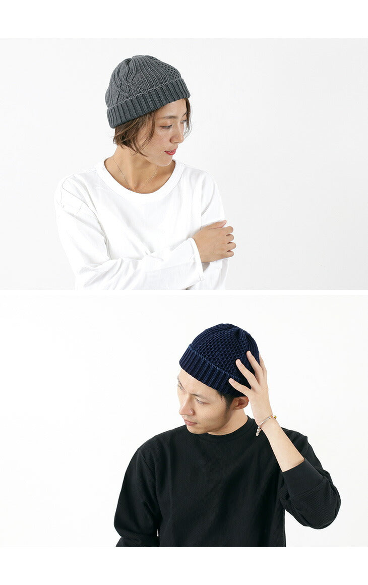 ROTOTO / Aran Cable Indigo Wax Cap