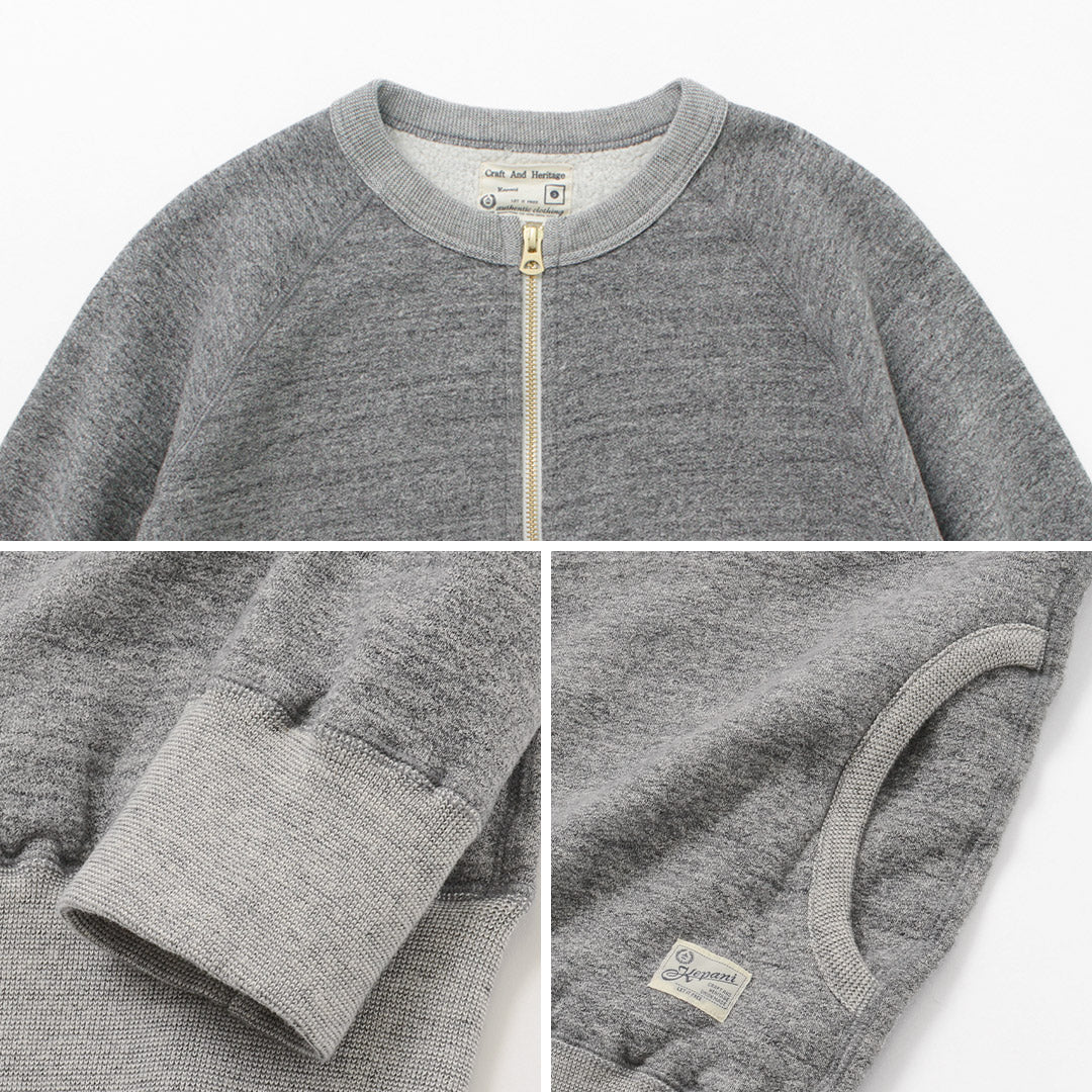 Kepani / Crew Neck Full Zip Sweat Jacket