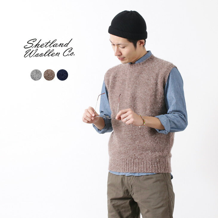 Shetland Woolen Co / Plain Shaggy Dog Crew Neck Knits 조끼