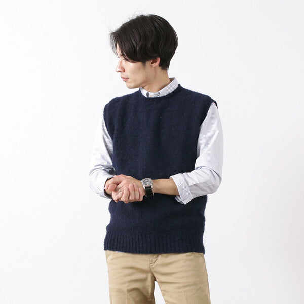 Shetland Woolen Co / Plain Shaggy Dog Crew Neck Knits 조끼