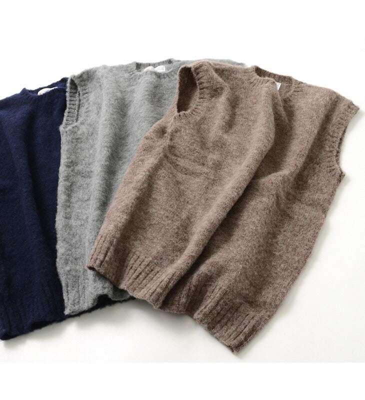 Shetland Woolen Co / Plain Shaggy Dog Crew Neck Knits 조끼