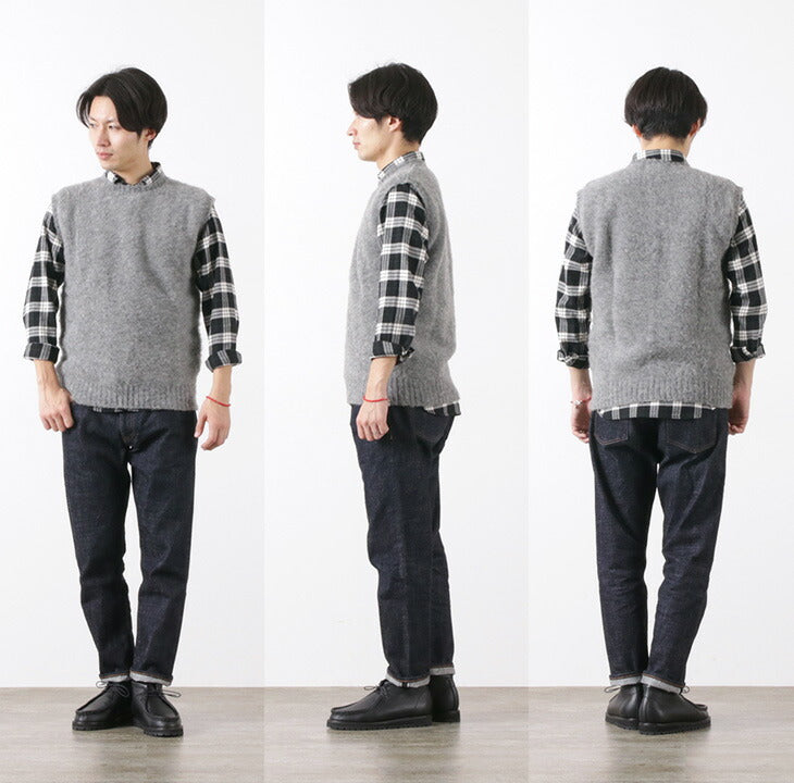 Shetland Woolen Co / Plain Shaggy Dog Crew Neck Knits 조끼