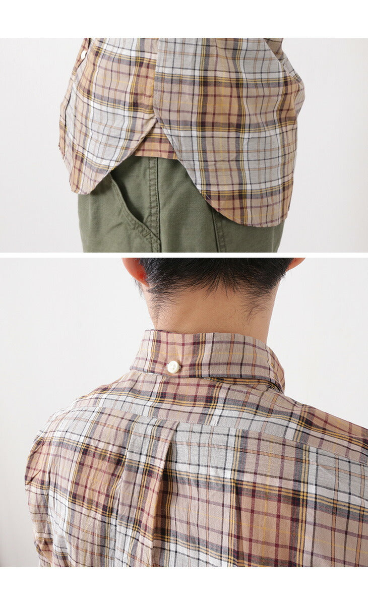 ROCOCO / Cotton Linen Madras Check Button-down Shirt