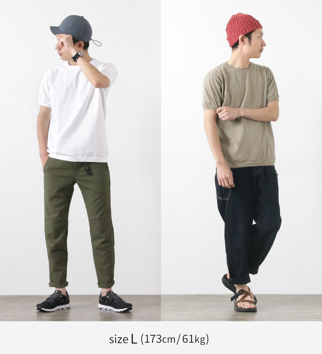 Goodwear / Crew Neck Short Sleeve 티셔츠 커프 및 밑단 갈비뼈