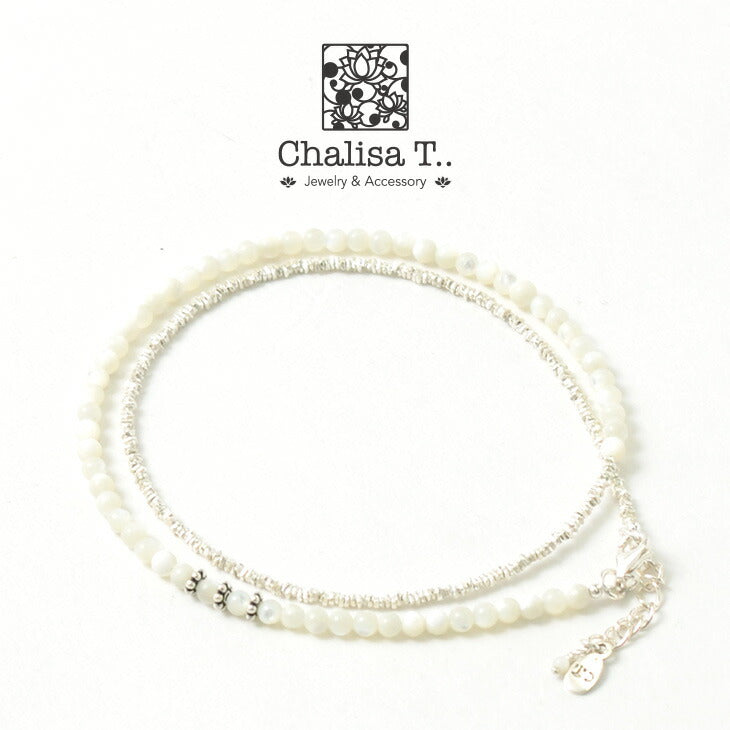 CHALISA T.. / Round Shell Wrap Anklet/Karen Silver Flat Beads