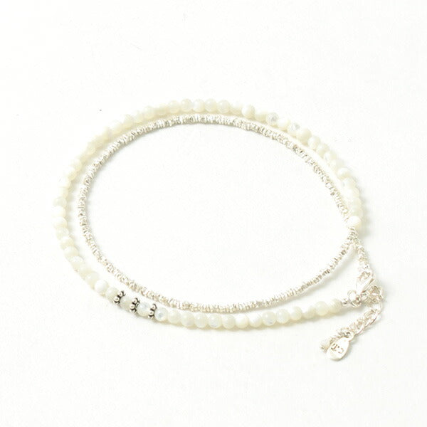 Chalisa T .. / 둥근 쉘 랩 Anklet / Karen Silver Flat Beads