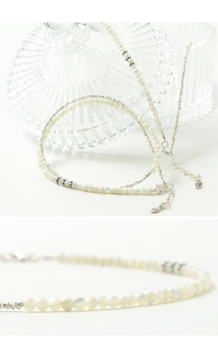 CHALISA T.. / Round Shell Wrap Anklet/Karen Silver Flat Beads