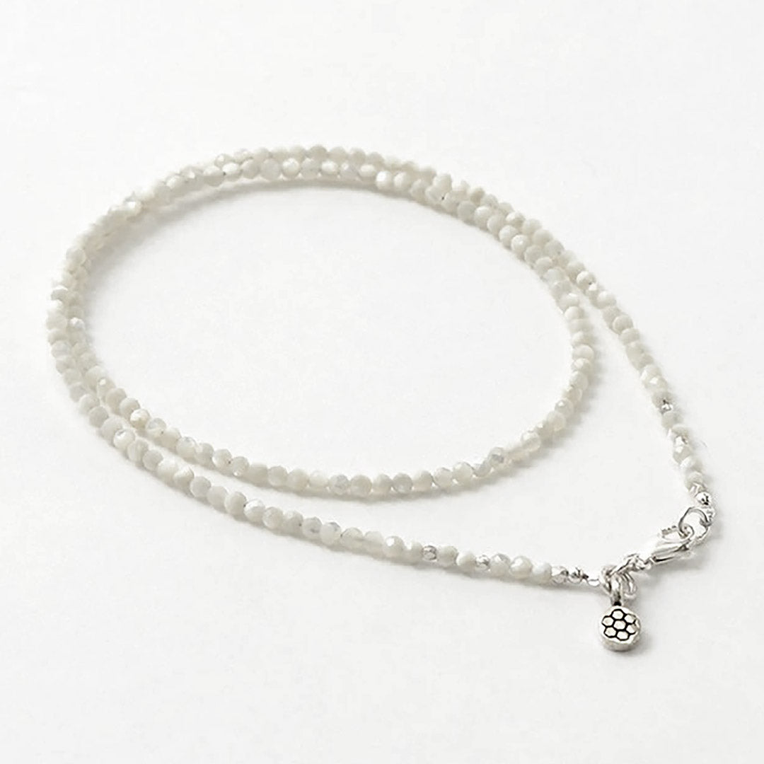 phaduA / Mother of Shell 2mm Cut Beads Necklace