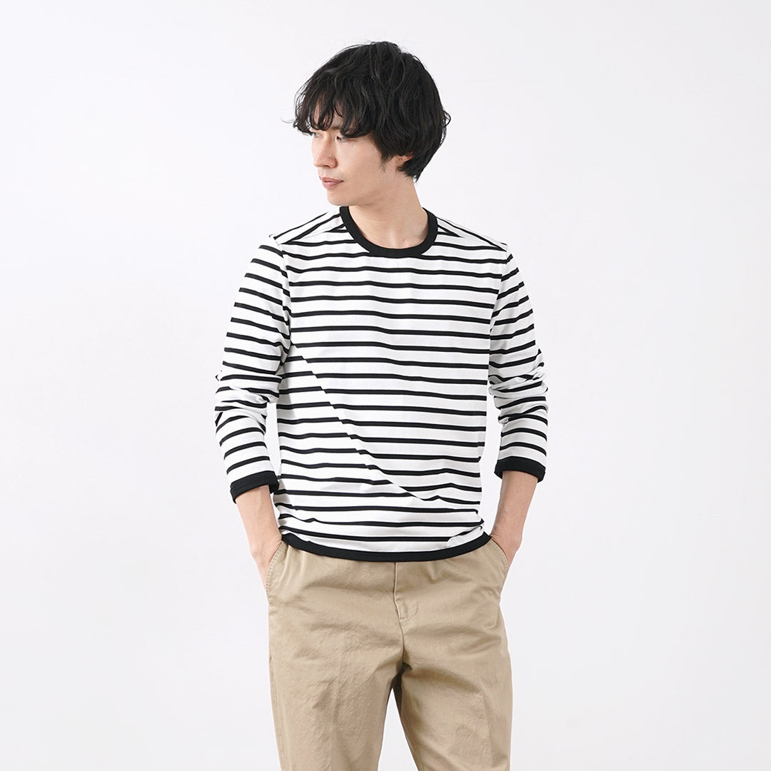 RE MADE IN TOKYO JAPAN / Perfect Inner Giza Cotton Striped Crew Neck L/S T-Shirt