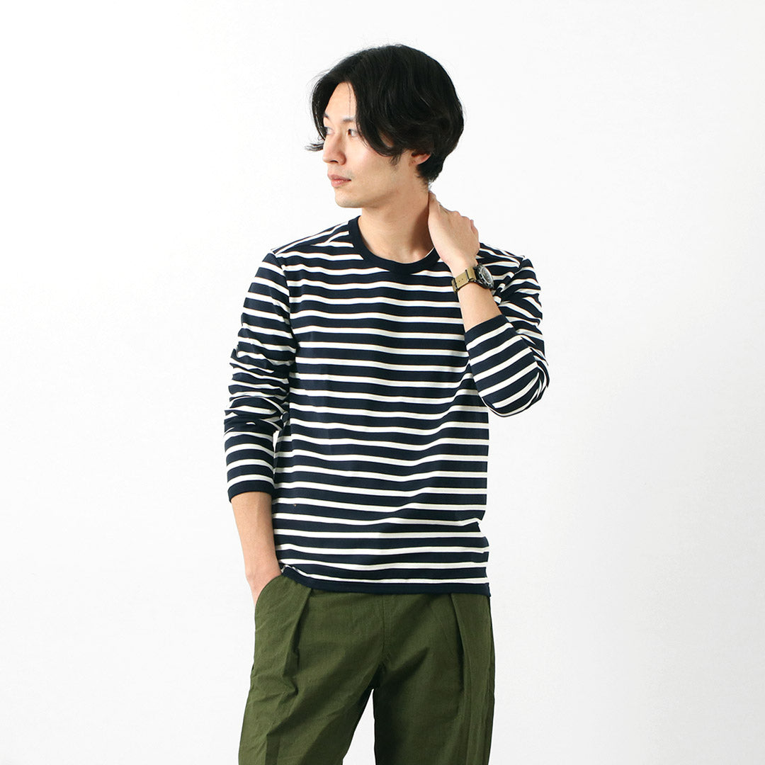 RE MADE IN TOKYO JAPAN / Perfect Inner Giza Cotton Striped Crew Neck L/S T-Shirt