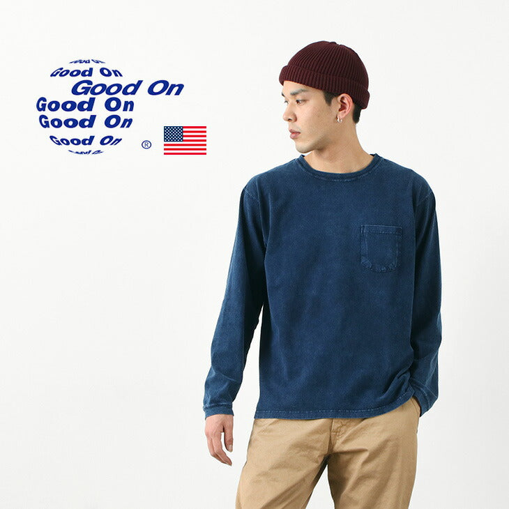 GOOD ON / Long Sleeve Pocket Crew Tee / Indigo Shave