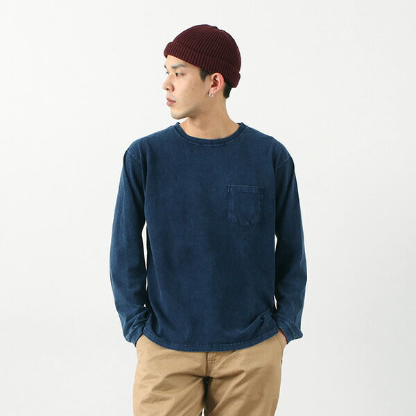 GOOD ON / Long Sleeve Pocket Crew Tee / Indigo Shave