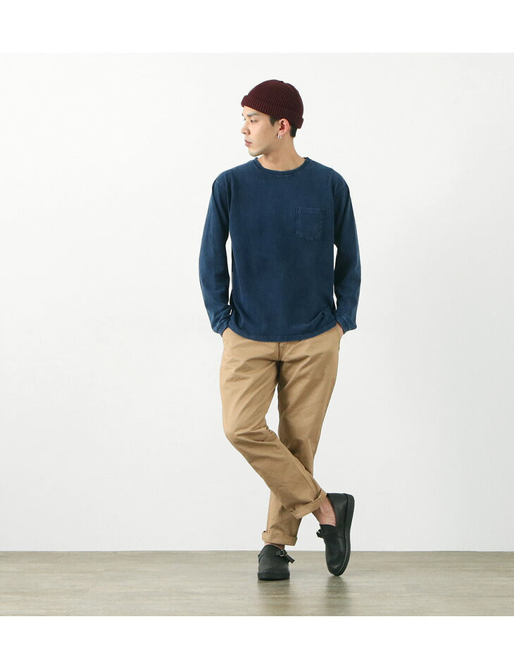 GOOD ON / Long Sleeve Pocket Crew Tee / Indigo Shave