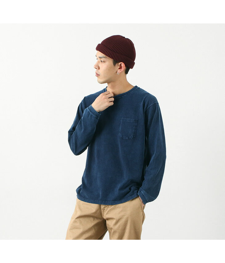 GOOD ON / Long Sleeve Pocket Crew Tee / Indigo Shave