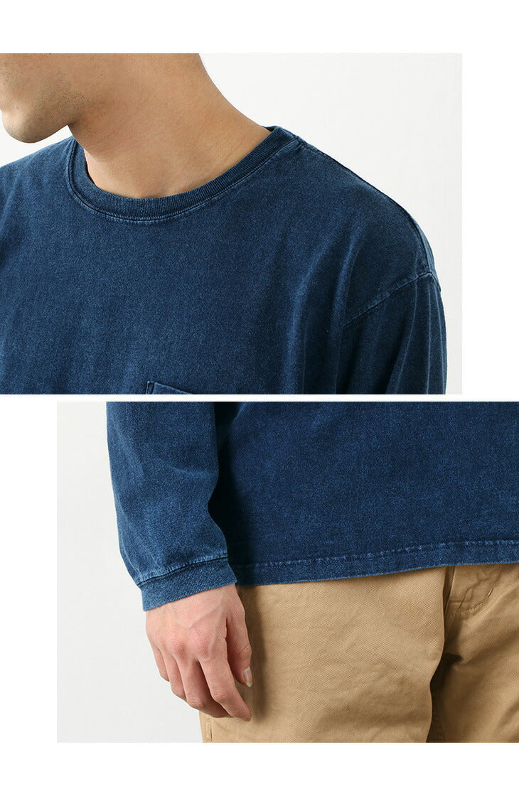 GOOD ON / Long Sleeve Pocket Crew Tee / Indigo Shave