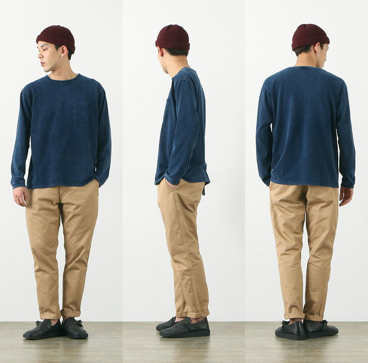 GOOD ON / Long Sleeve Pocket Crew Tee / Indigo Shave