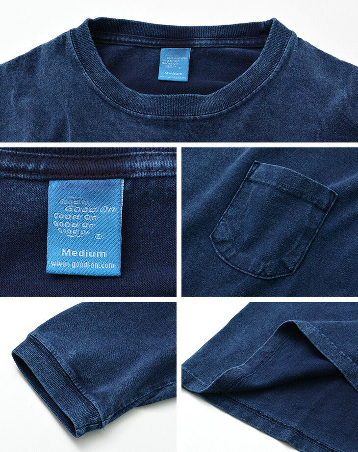 GOOD ON / Long Sleeve Pocket Crew Tee / Indigo Shave