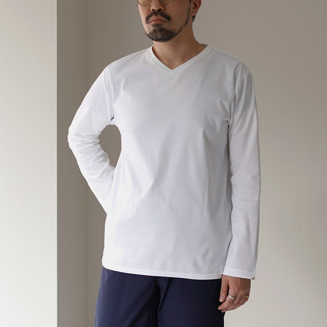 Re realizado en Tokio Japón / Tokio Hecho Camiseta de vestido de manga larga con cuello en V 5721A-CT