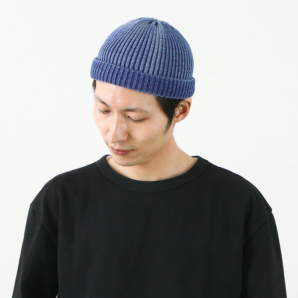 ROTOTO / Indigo Cotton Roll Up Beanie