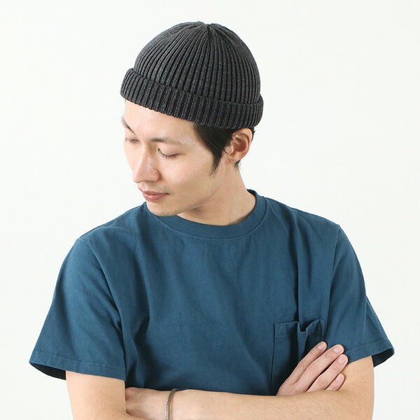 ROTOTO / Indigo Cotton Roll Up Beanie