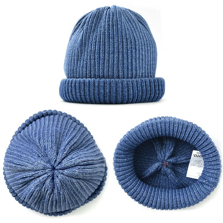 ROTOTO / Indigo Cotton Roll Up Beanie