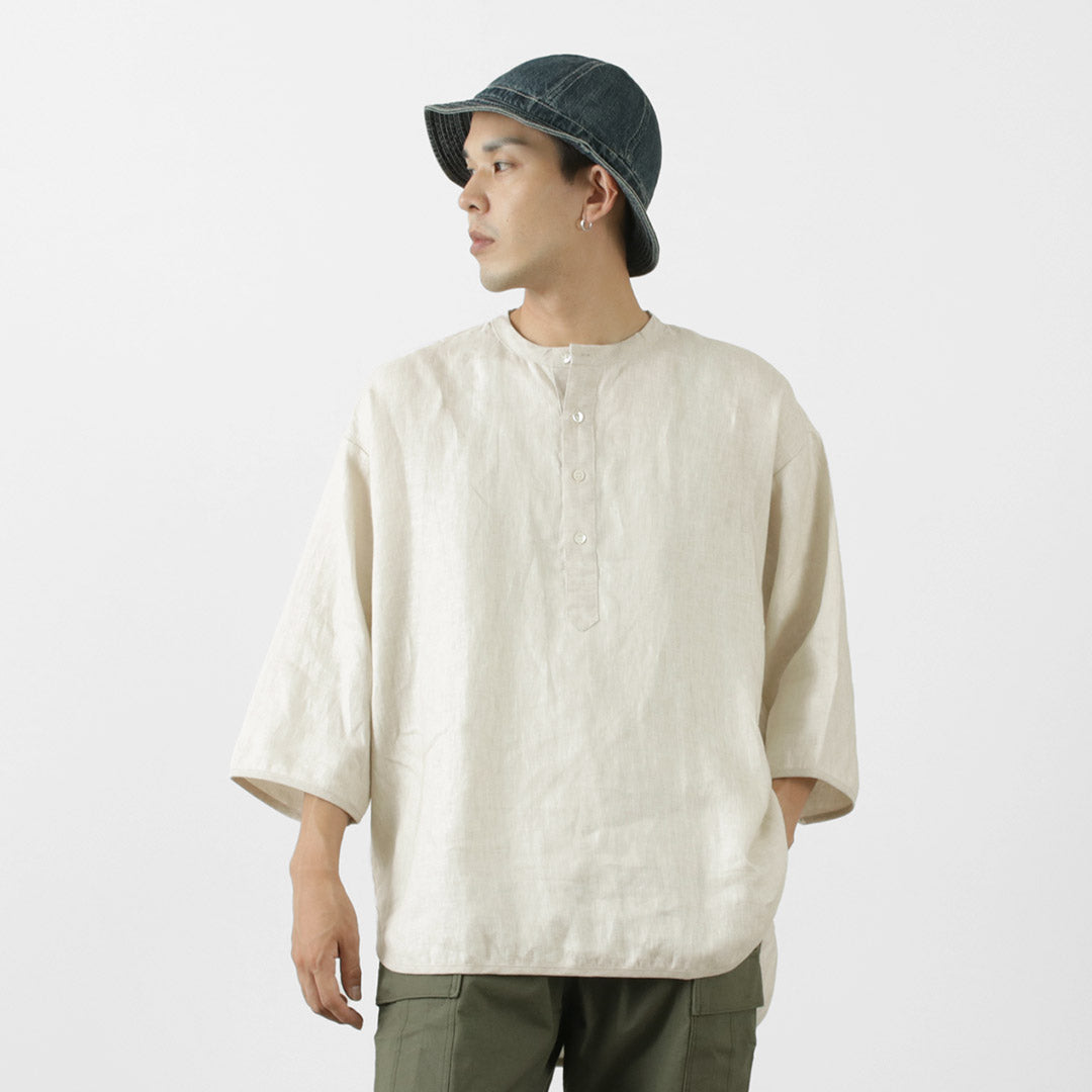 ROCOCO / Linen cloth Henley Neck T-Shirt