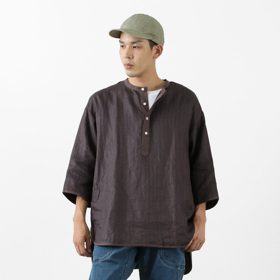 ROCOCO / Linen cloth Henley Neck T-Shirt