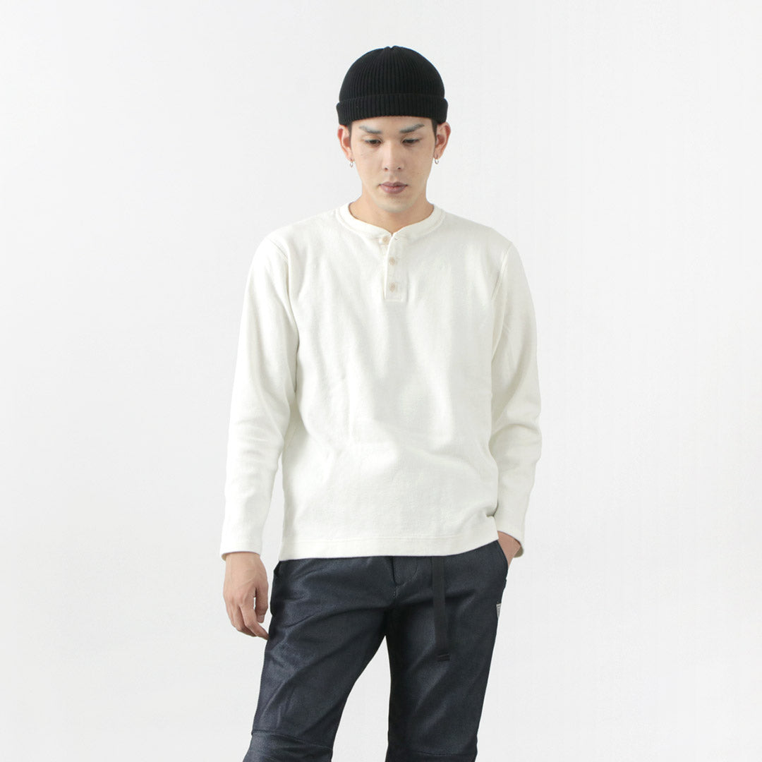 BARNS / Spun Milled Henley Neck Long Sleeve T-Shirt