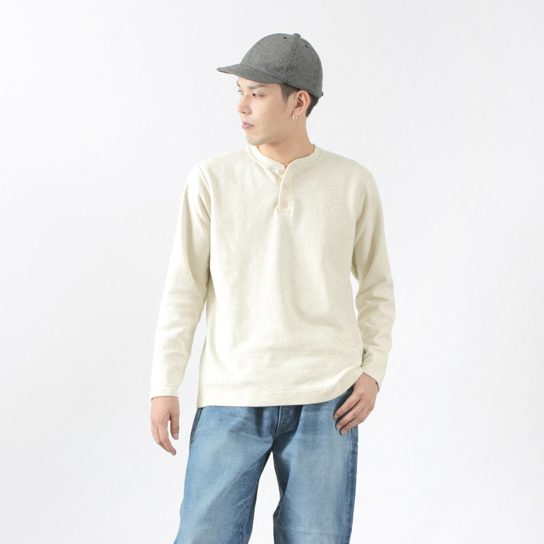 BARNS / Spun Milled Henley Neck Long Sleeve T-Shirt