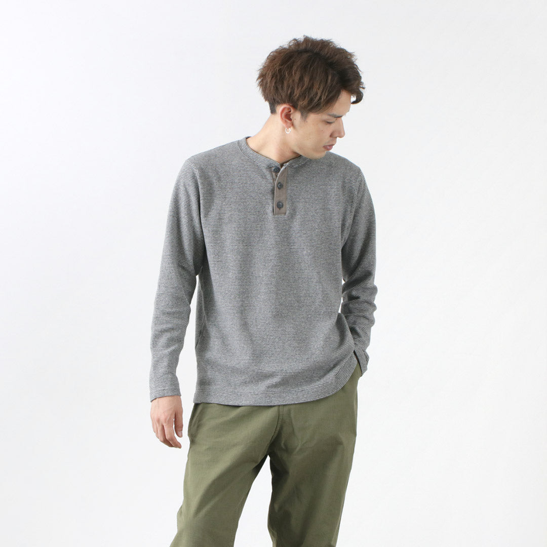 BARNS / Spun Milled Henley Neck Long Sleeve T-Shirt