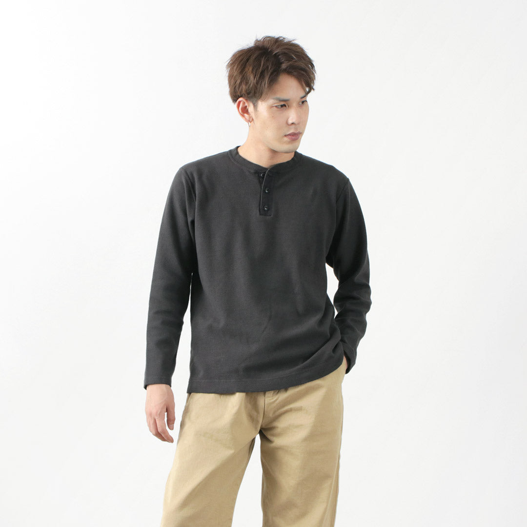 BARNS / Spun Milled Henley Neck Long Sleeve T-Shirt