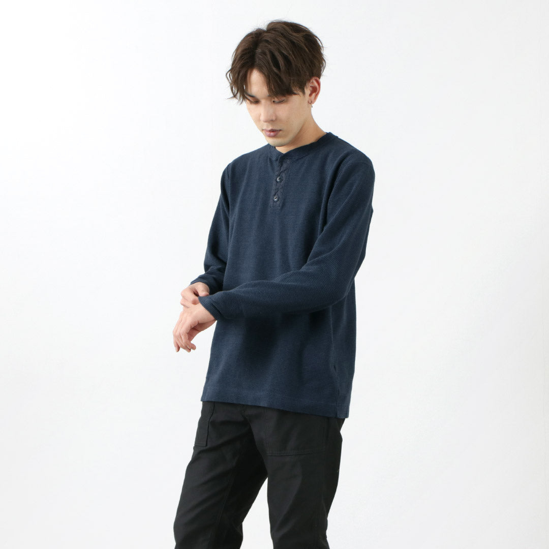 BARNS / Spun Milled Henley Neck Long Sleeve T-Shirt