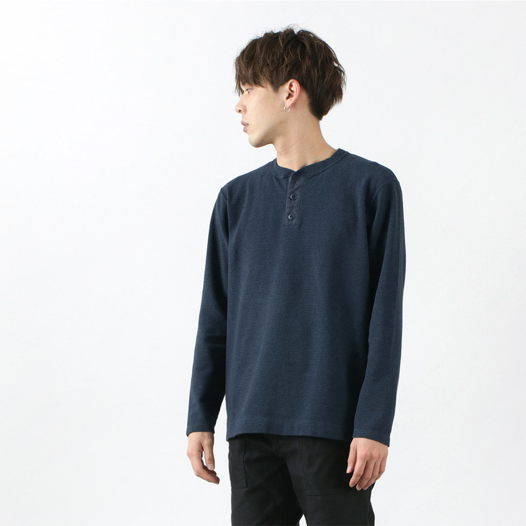 BARNS / Spun Milled Henley Neck Long Sleeve T-Shirt