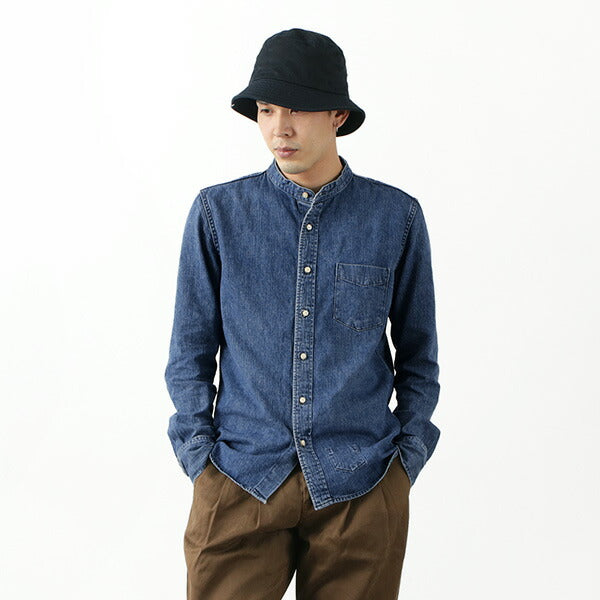 REMI RELIEF / Denim Band Collar Shirt