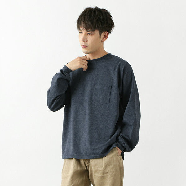 REMI RELIEF / Melange jersey long sleeve crew pocket T-shirt