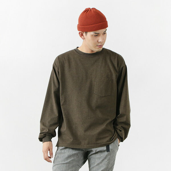 Remi 구호 / Melange Jersey Long Sleeve Crew Pocket 티셔츠