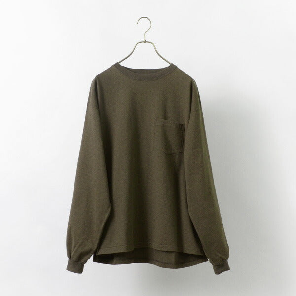 Remi 구호 / Melange Jersey Long Sleeve Crew Pocket 티셔츠