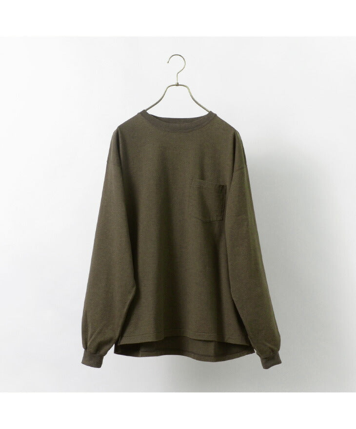 Remi 구호 / Melange Jersey Long Sleeve Crew Pocket 티셔츠