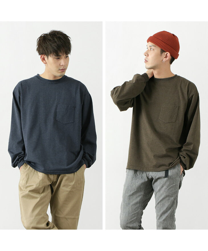 REMI RELIEF / Melange jersey long sleeve crew pocket T-shirt