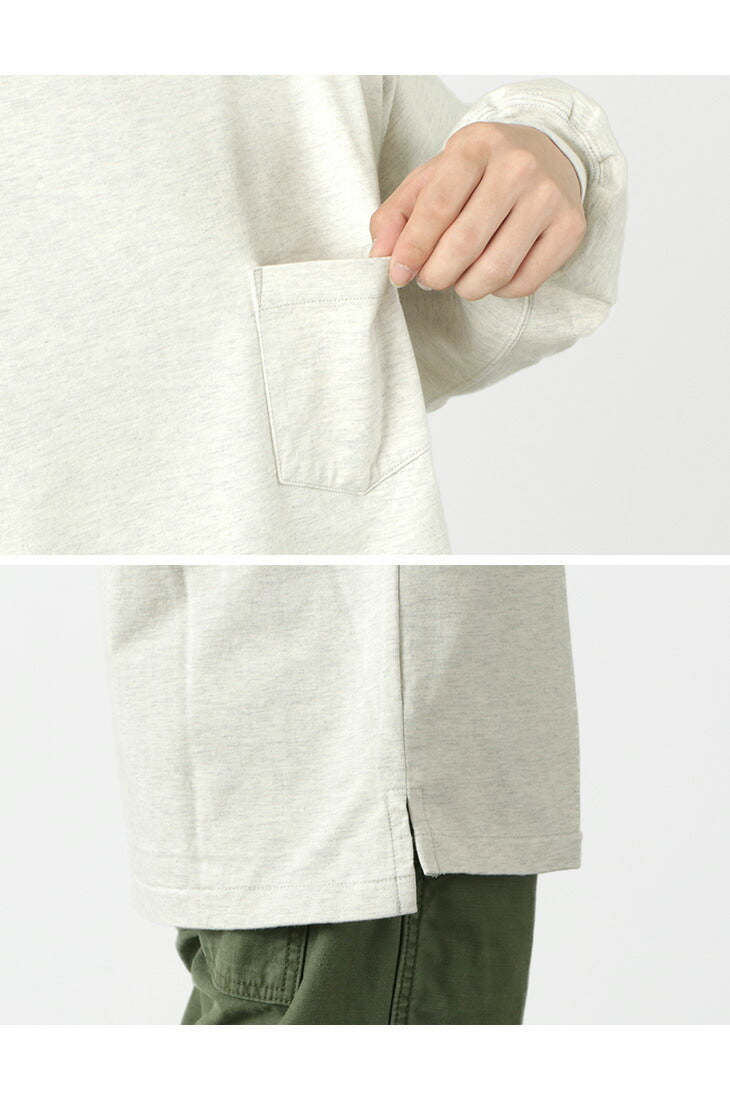 Remi 구호 / Melange Jersey Long Sleeve Crew Pocket 티셔츠